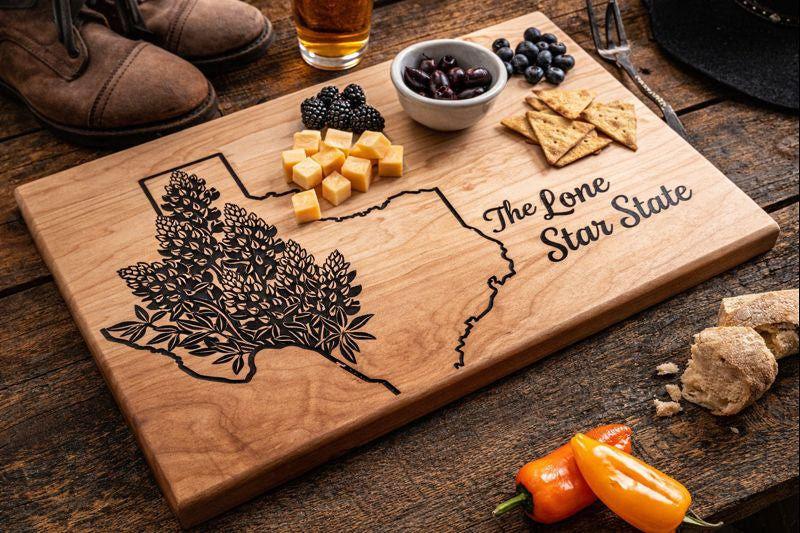 Texas Bluebonnet Engraved Cutting Board